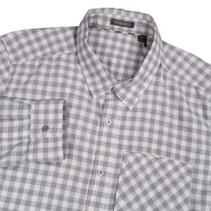 Toad & Co Gingham Button Down Performance Shirt Travel Casual Lightweight Gray M